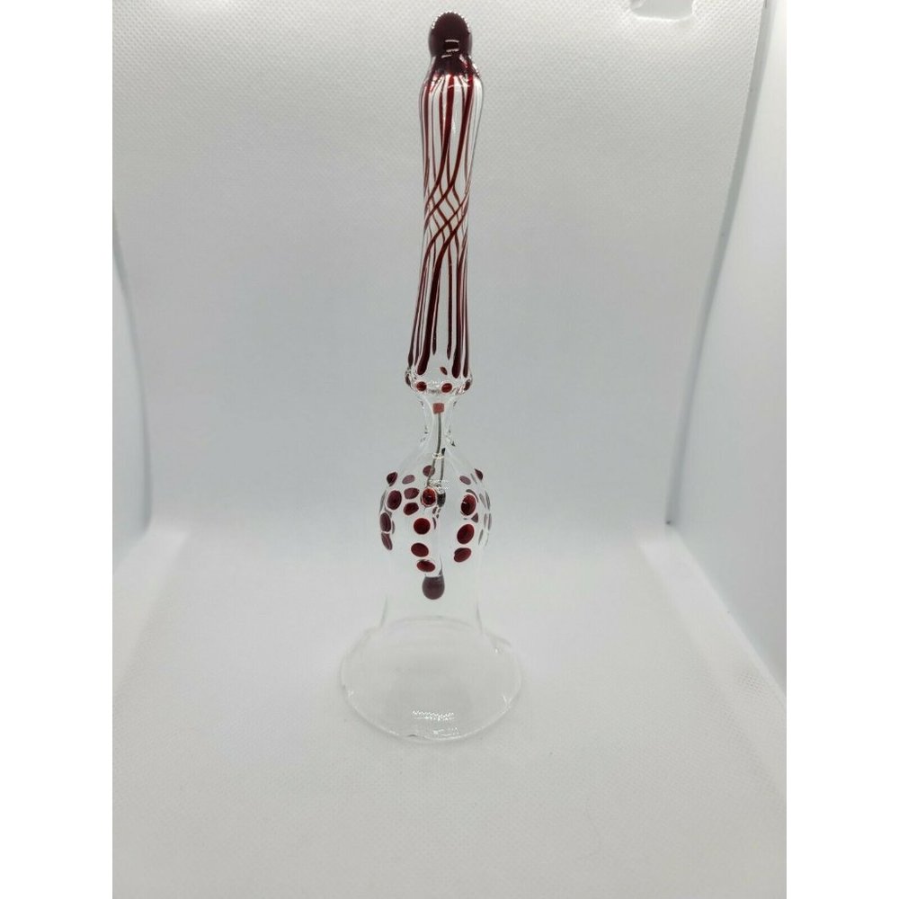 Clear‎ Glass Bell With applied red swirl and dot & Pendulum delicate tulip shape